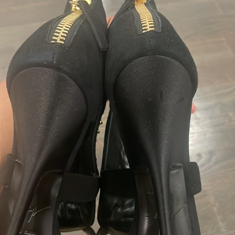 Giusseppe Zannotti Studded Satin Heel Suede Bootie - Picture 9 of 11